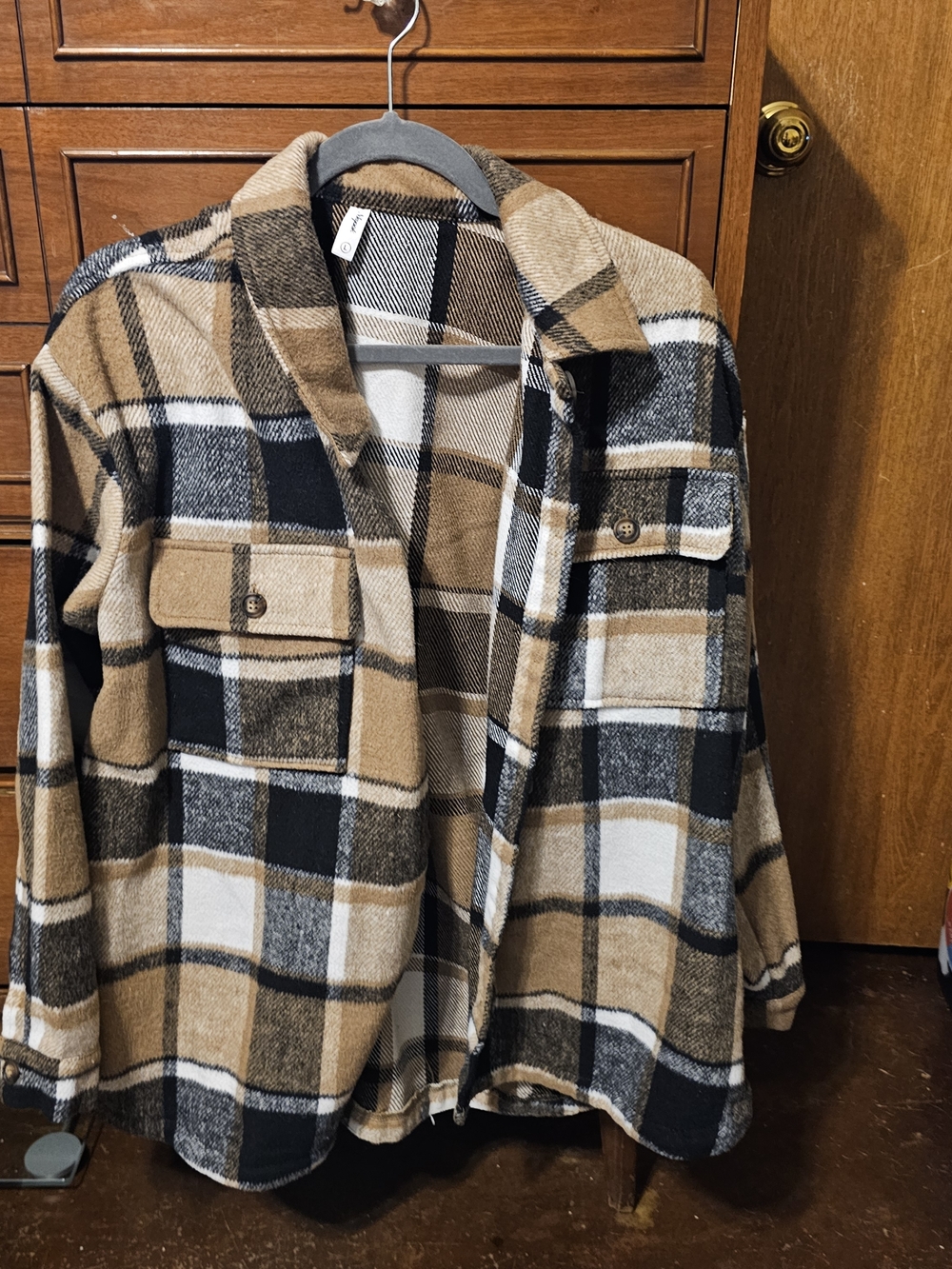Amazon Plaid Shacket in Black, Tan & Cream